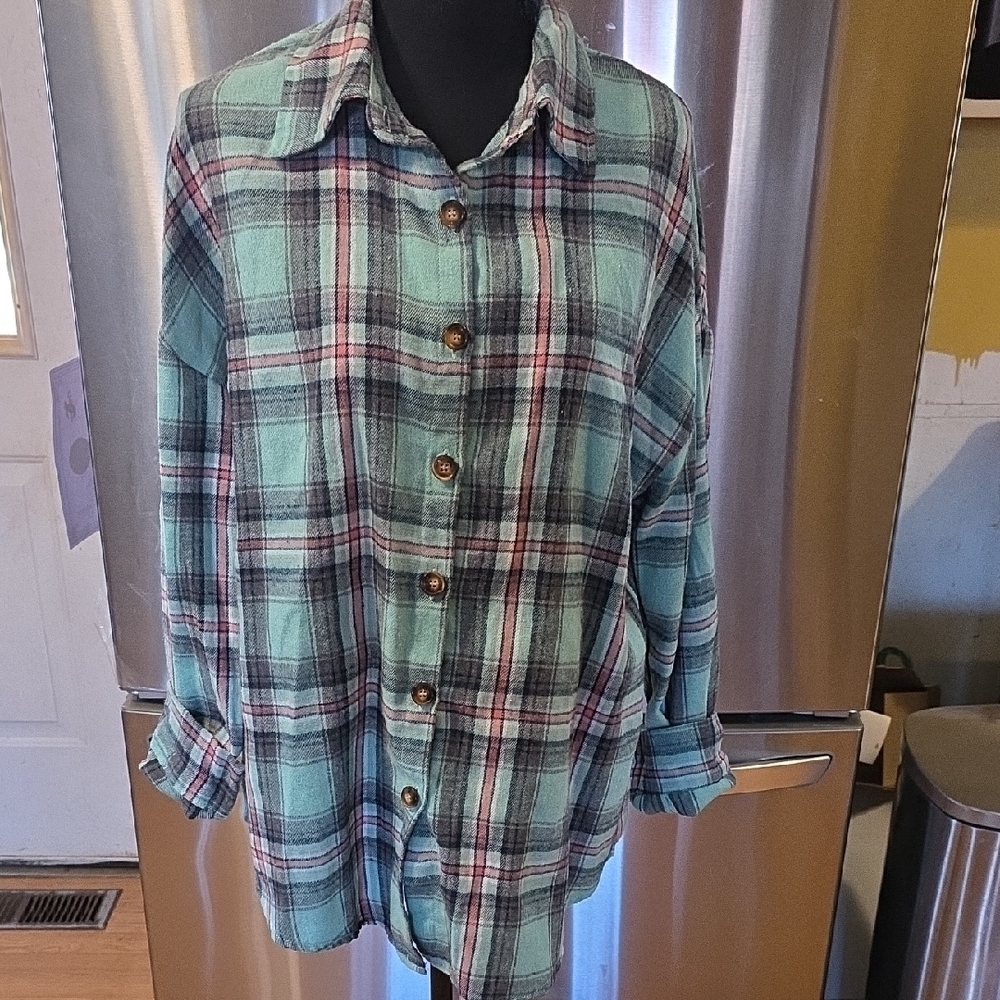 Plaid Button-Up Shirt
